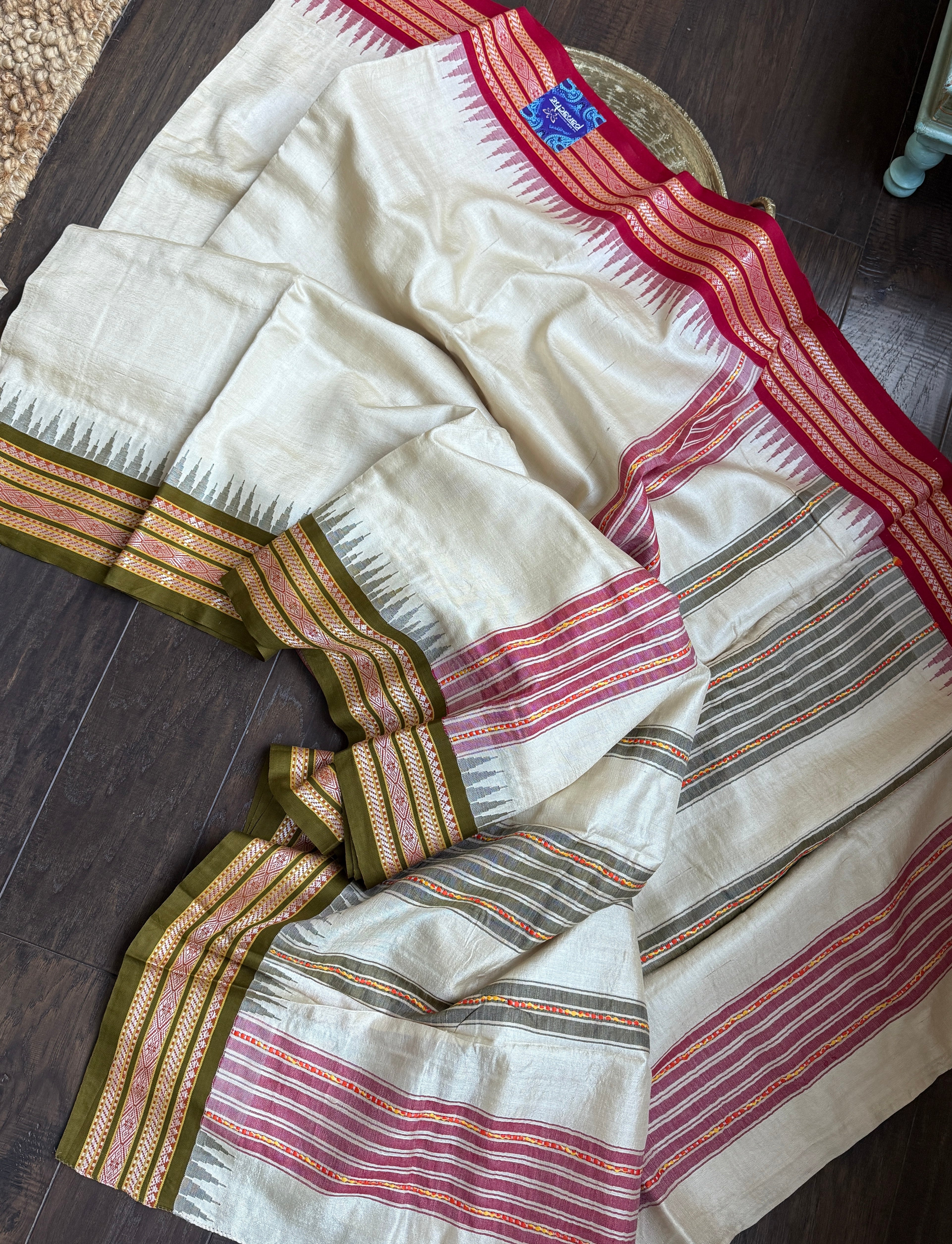 Vidarbha Tussar Silk - Tussar Color Ganga Yamuna Woven