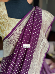 Khaddi Georgette Banarasi - Wine Maroon Bandhej