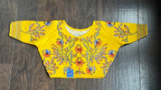 Designer Blouse - Yellow Kantha Stitch