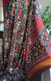 Pashmina Silk - Black Patola design