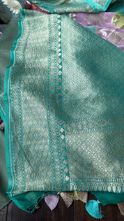 Khaddi Georgette Banarasi - Sea Green Multi color Rangkat