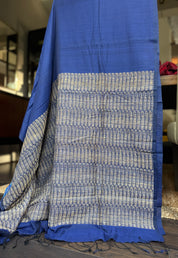 Pure Khadi Matka Cotton -  Blue Jute Handwoven