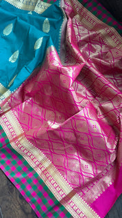 Soft Silk Kanjivaram - Firozi Blue Magenta