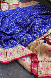 Khaddi Tussar Georgette Paithani Banarasi - Purplish Blue