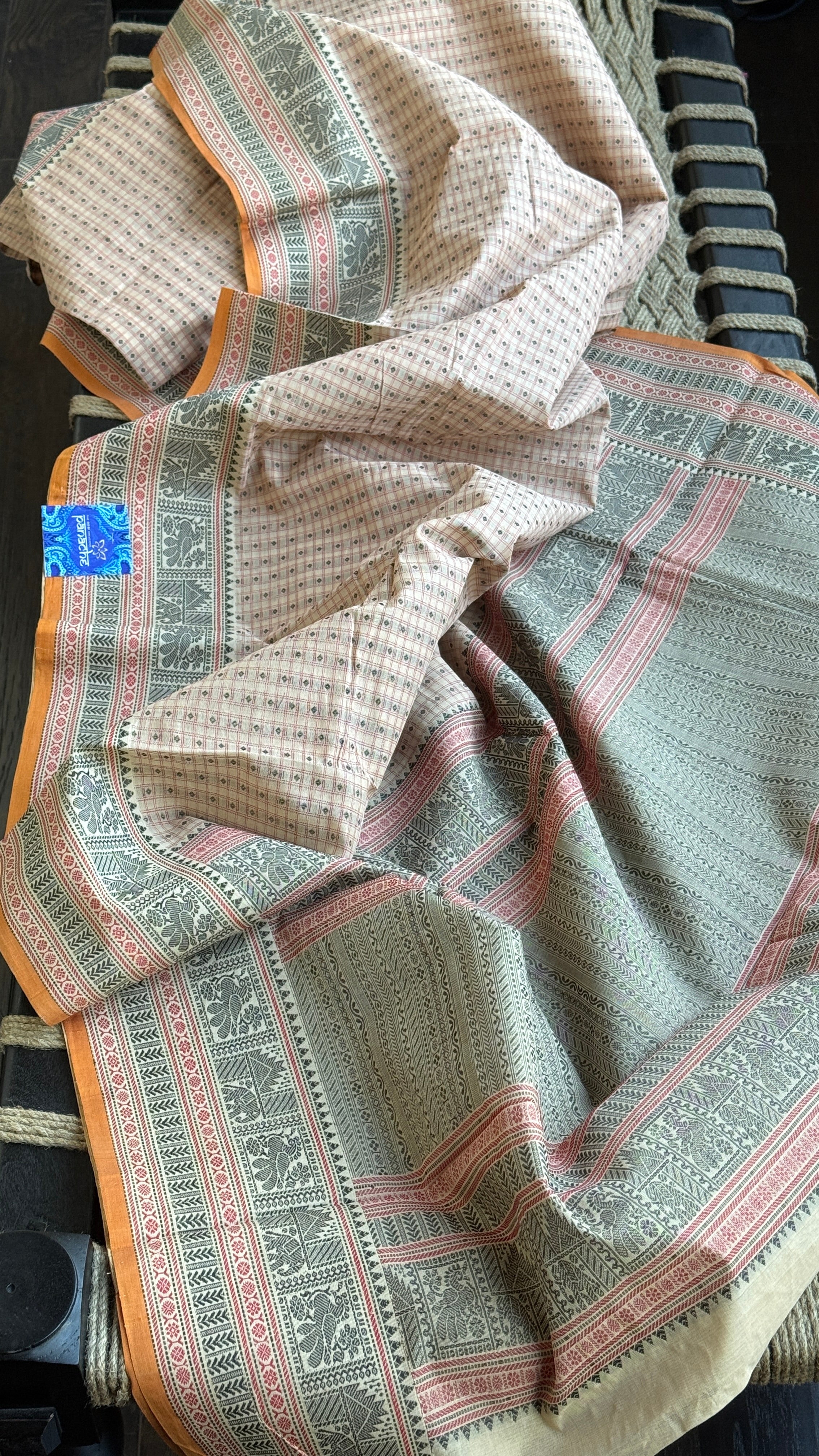 Kanchi Cotton Handloom - Marble Peach