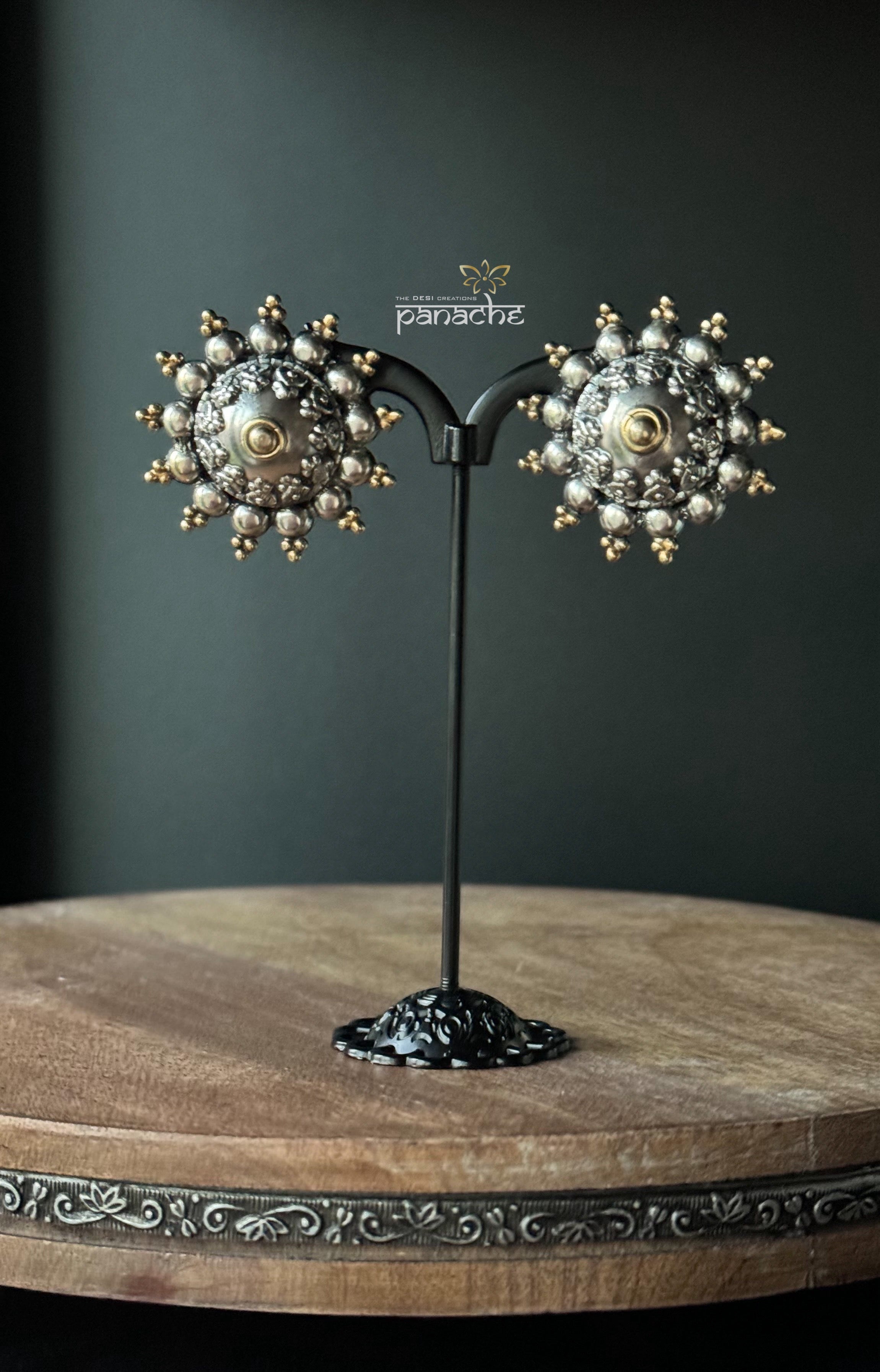 Earring 925 Silver- Dual Tone Stud