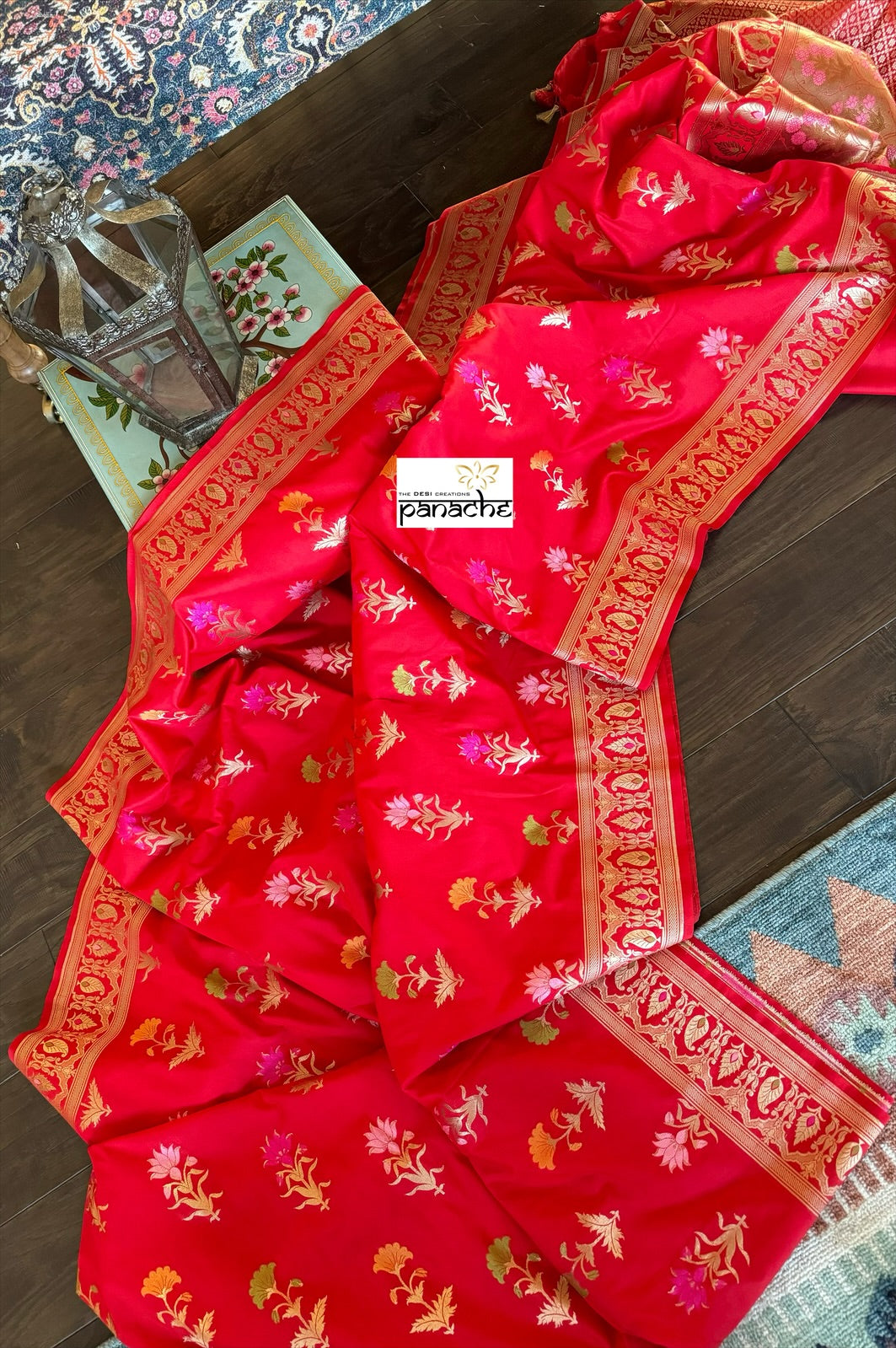 Soft Silk Banarasi - Red Meenakari