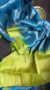Soft Silk Banaras Saree - Blue Green Tanchoi