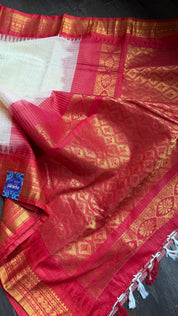 Cotton Gadwal - Beige Red