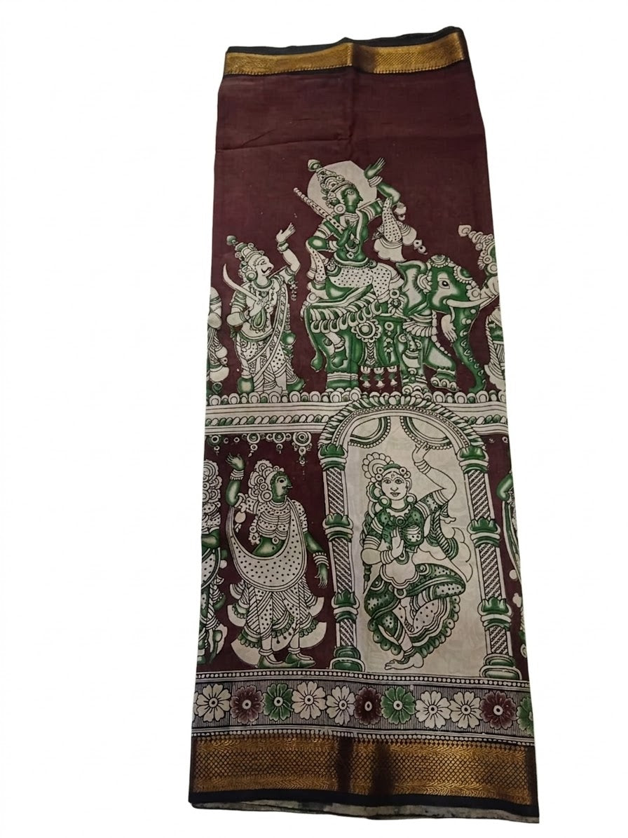 Chinori Silk Kalamkari  - Coffee Brown