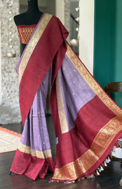 Khaddi Tussar Georgette Banarasi - Lavendor Maroon