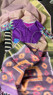 Designer Blouse - Purple Kantha Stitch