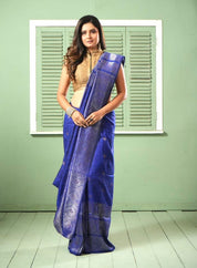 Pure Matka Silk - Royal Blue Woven