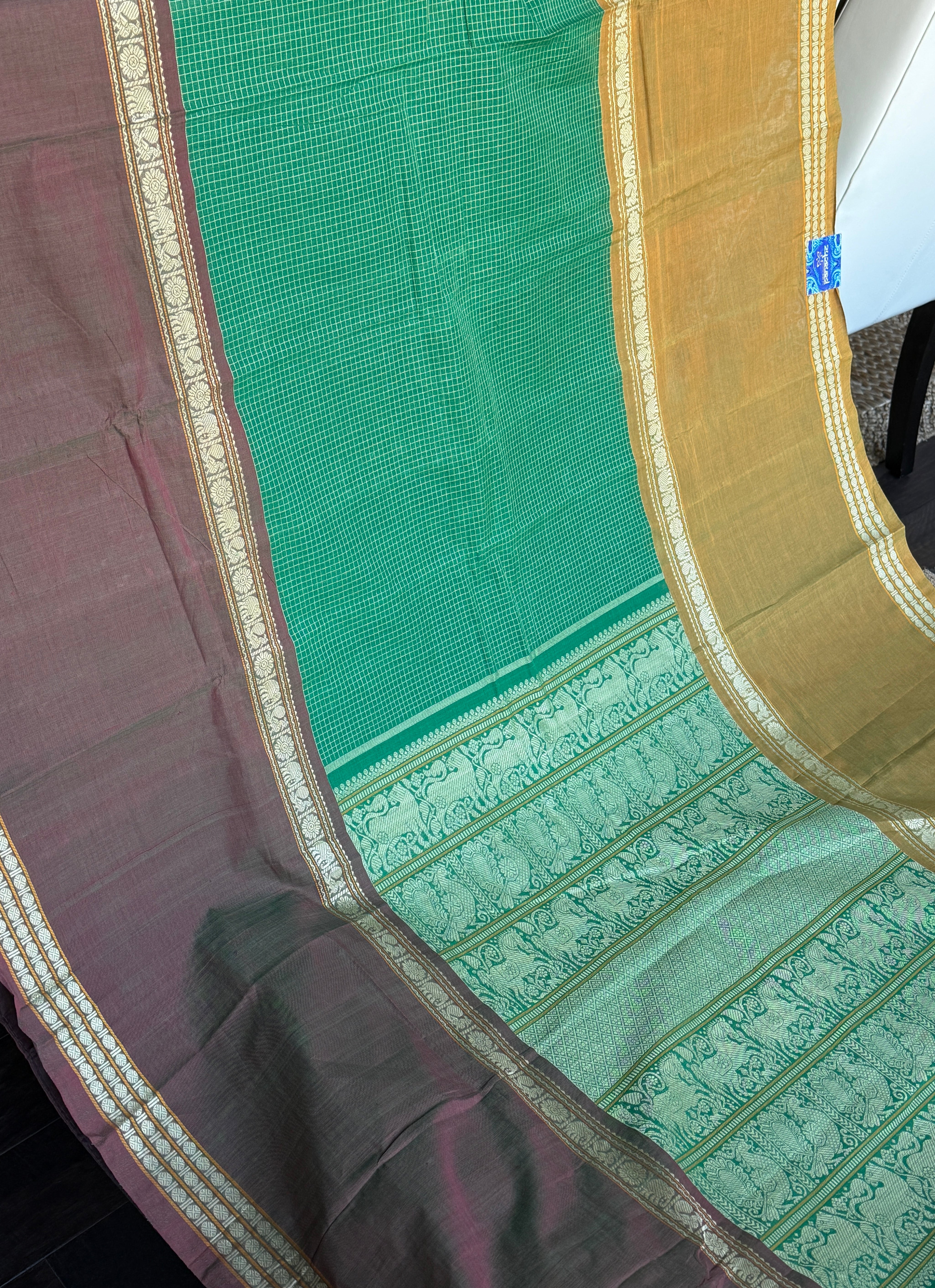 Kanchi Cotton Handloom - Green Mubbagam