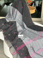 Pure Khadi Cotton Handloom - Black Grey Woven