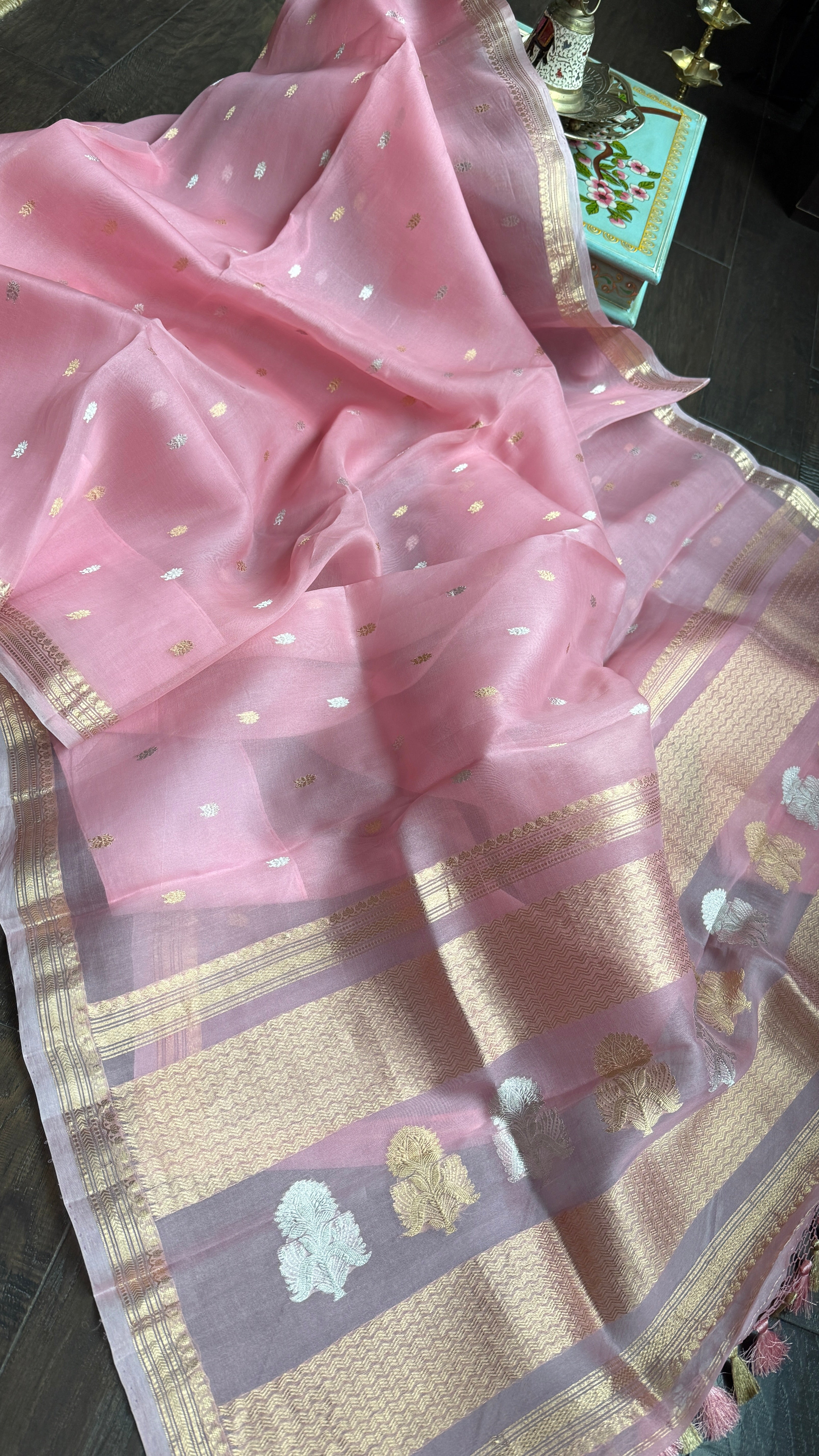 Kora Silk Banarasi - Baby Pink