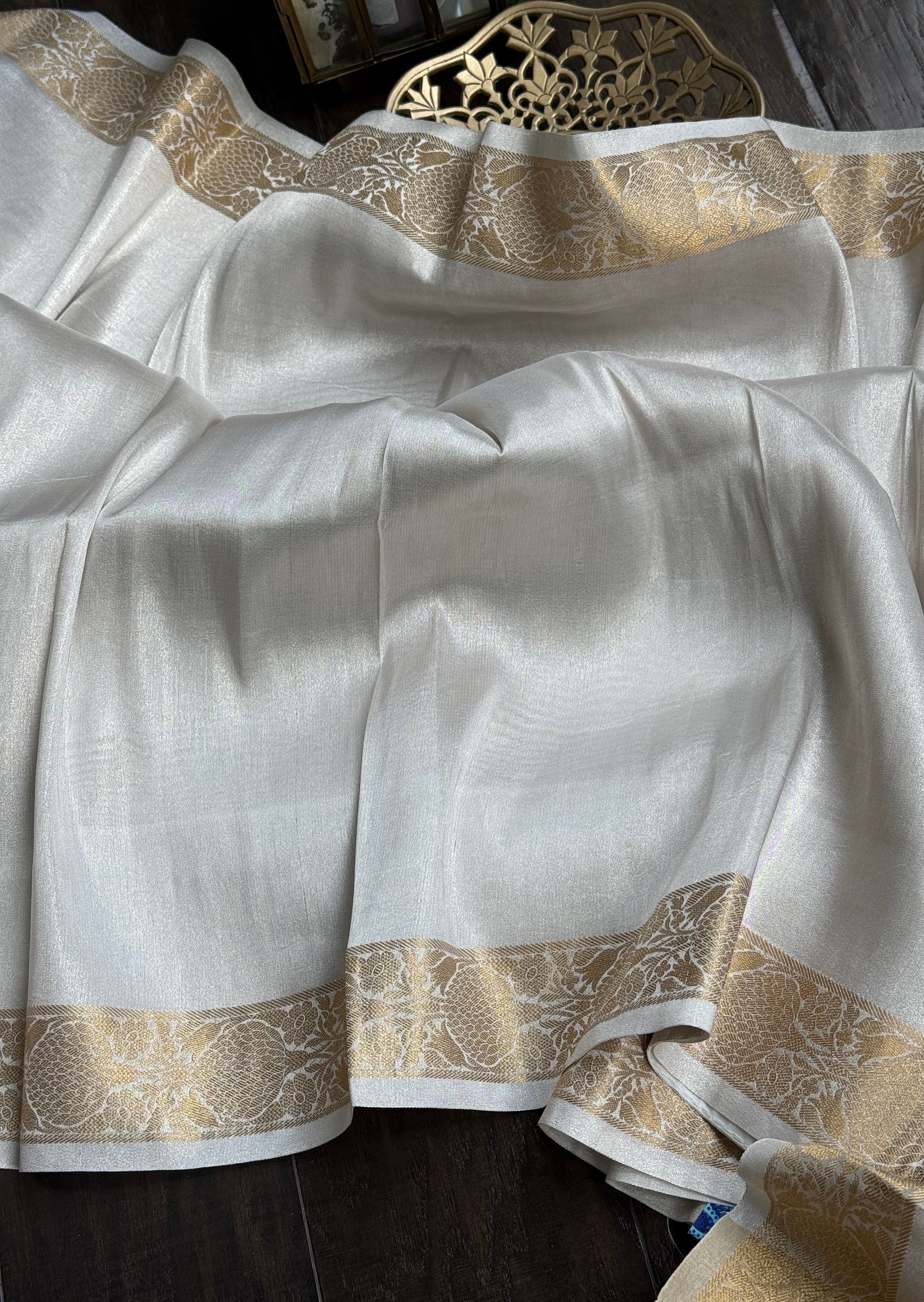 Pure Tissue Silk Banarasi - Silver Golden