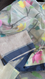 Muslin Tantuj Jamdaani- Light Cream Tan Jangla