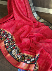 Designer Crepe Silk - Red Black