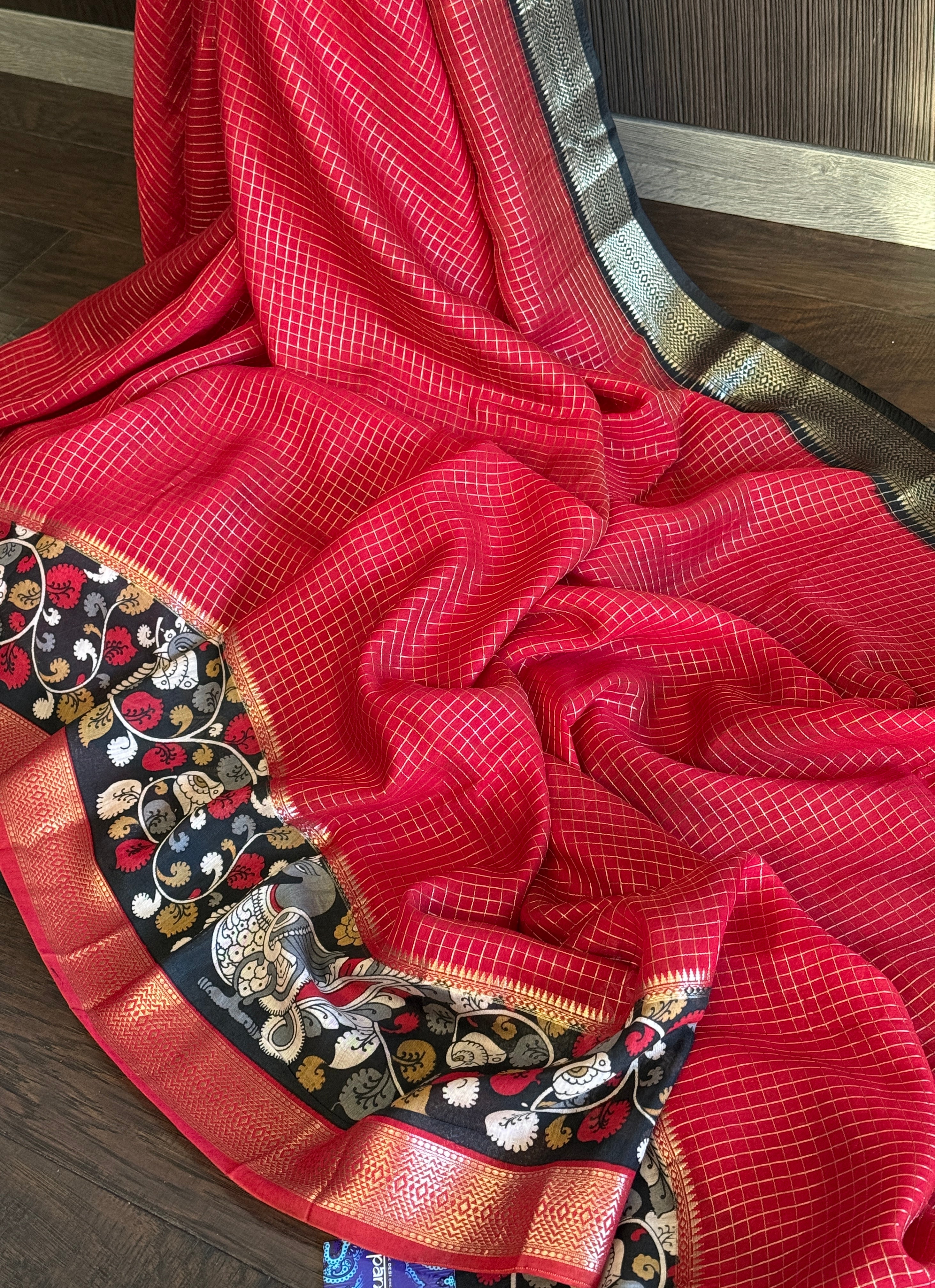 Designer Crepe Silk - Red Black