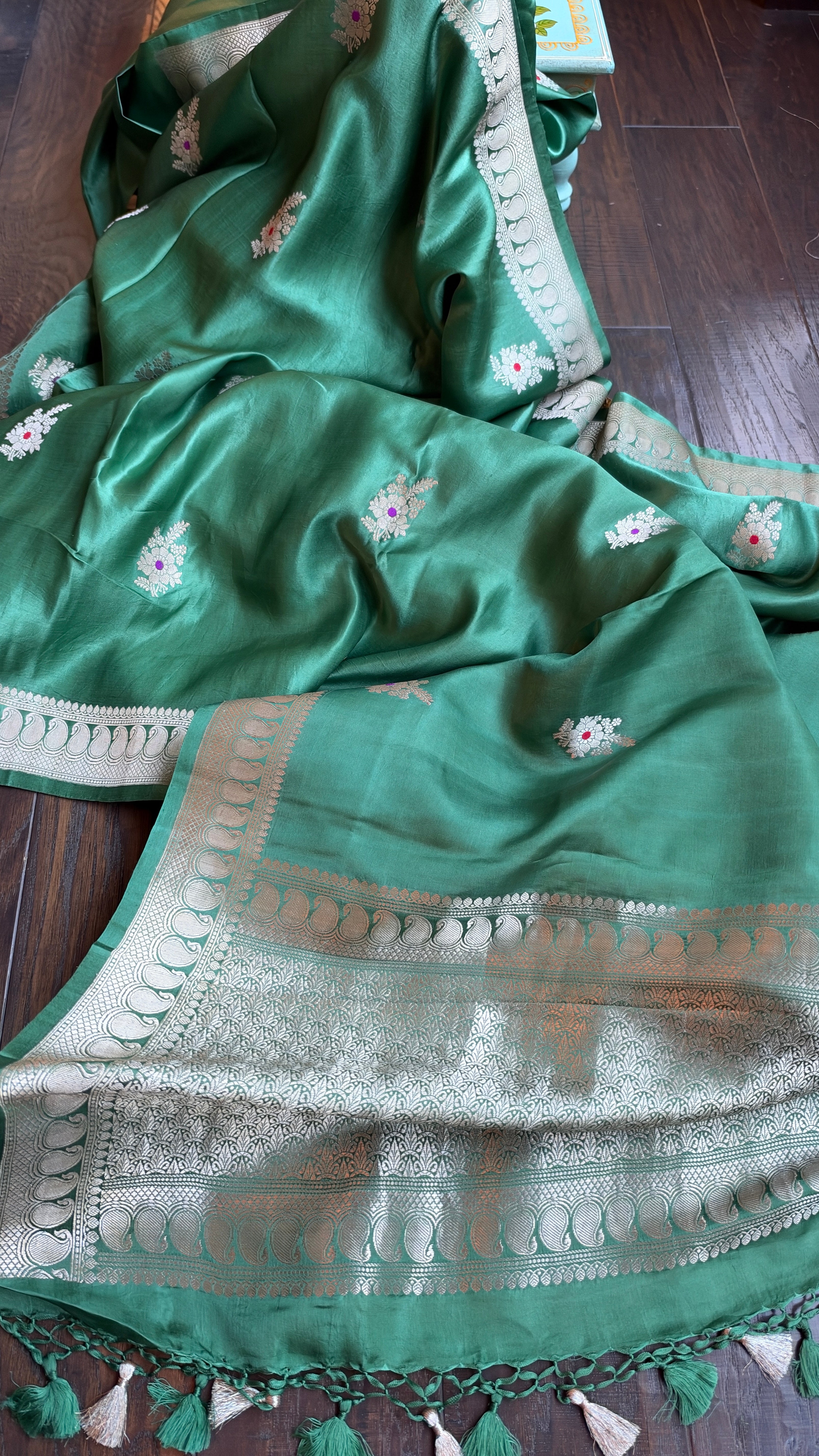 Pure Silk Mashru Banarasi- Sage Green