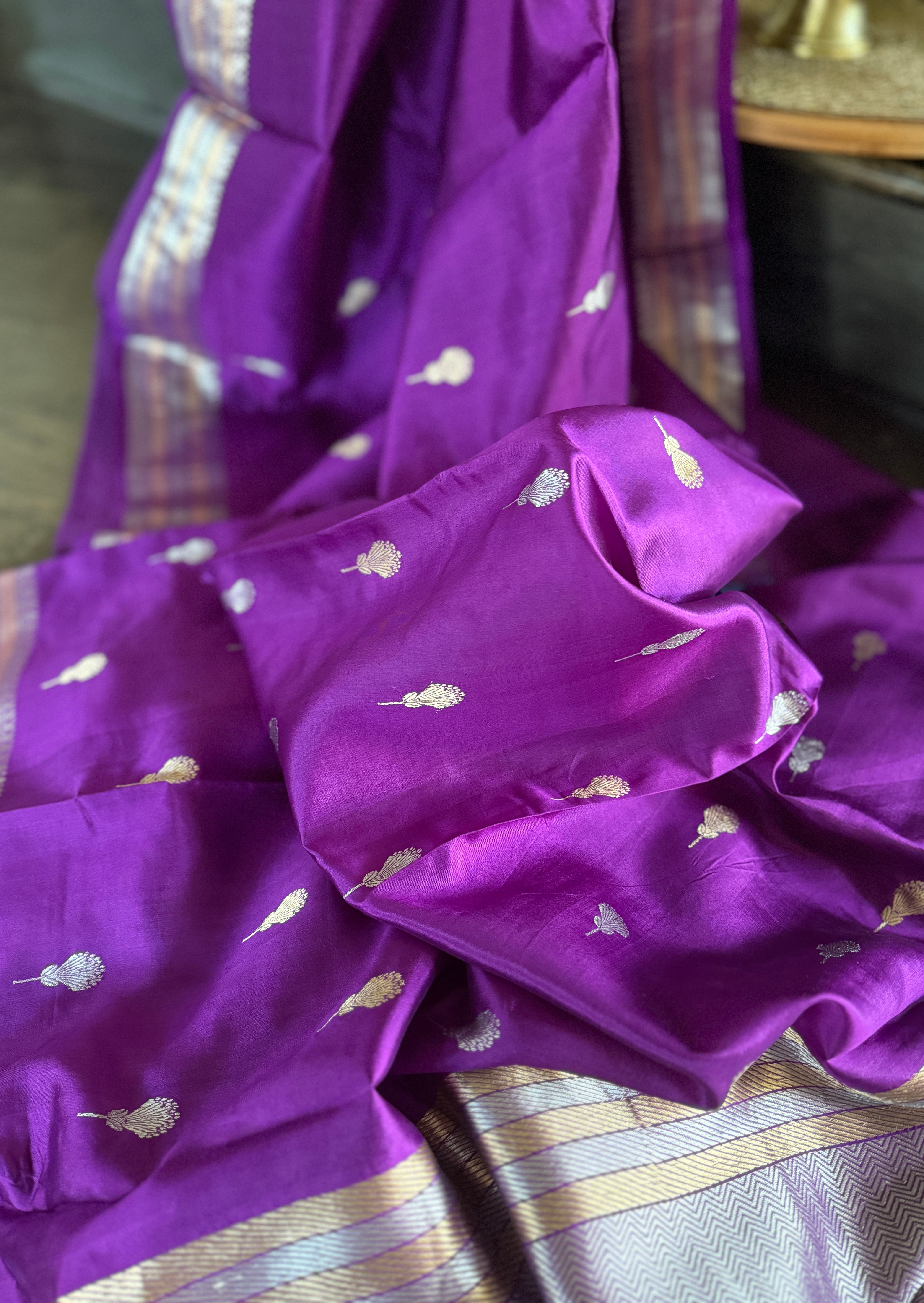 Pure Katan Silk Banarasi - Purple