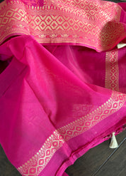 Cotton Silk Jamdaani Banarasi - Magenta Pink Woven