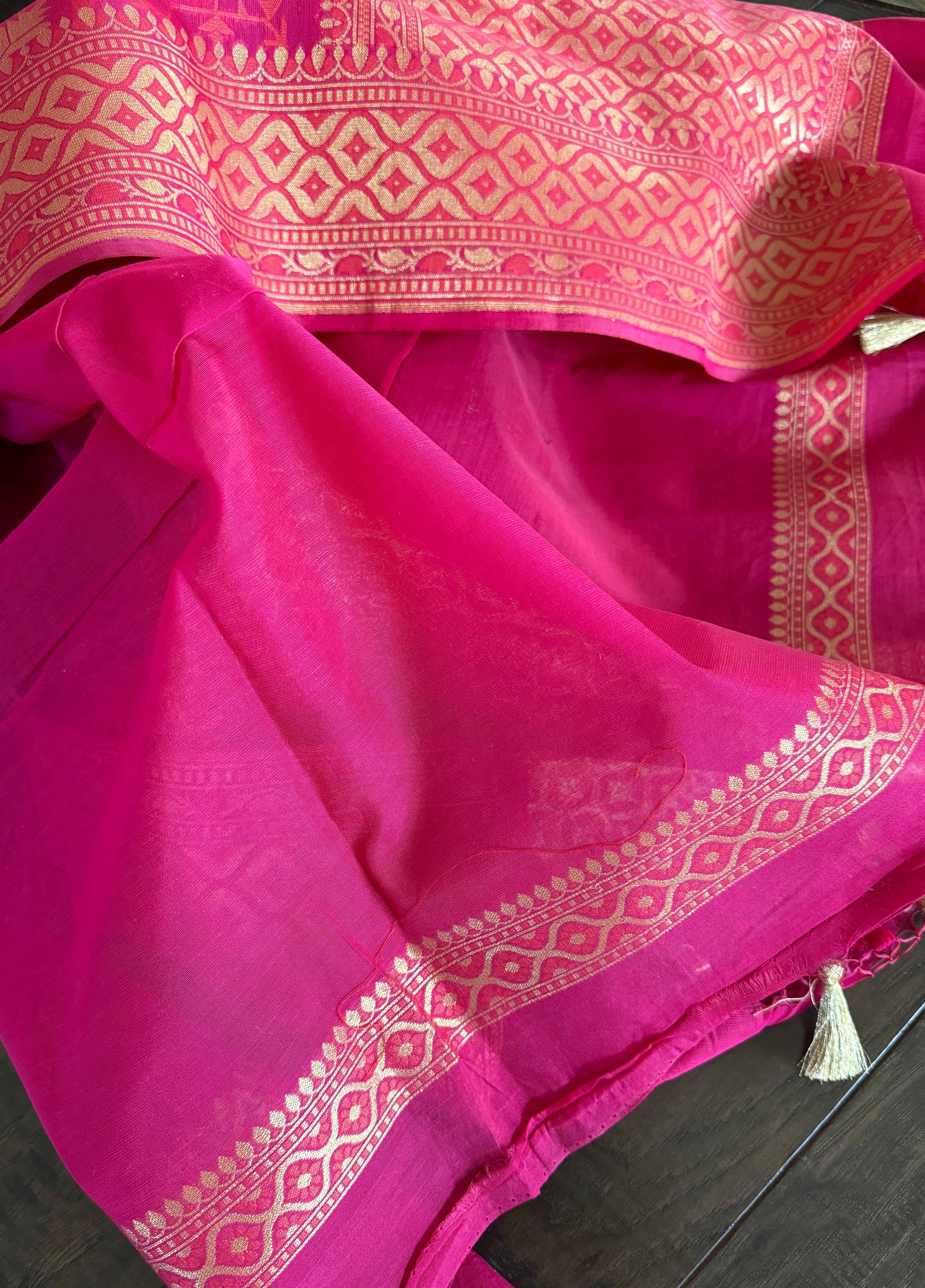 Cotton Silk Jamdaani Banarasi - Magenta Pink Woven