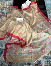 Pure Matka Silk Jamdaani - Tan