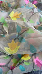 Muslin Tantuj Jamdaani- Light Cream Tan Jangla