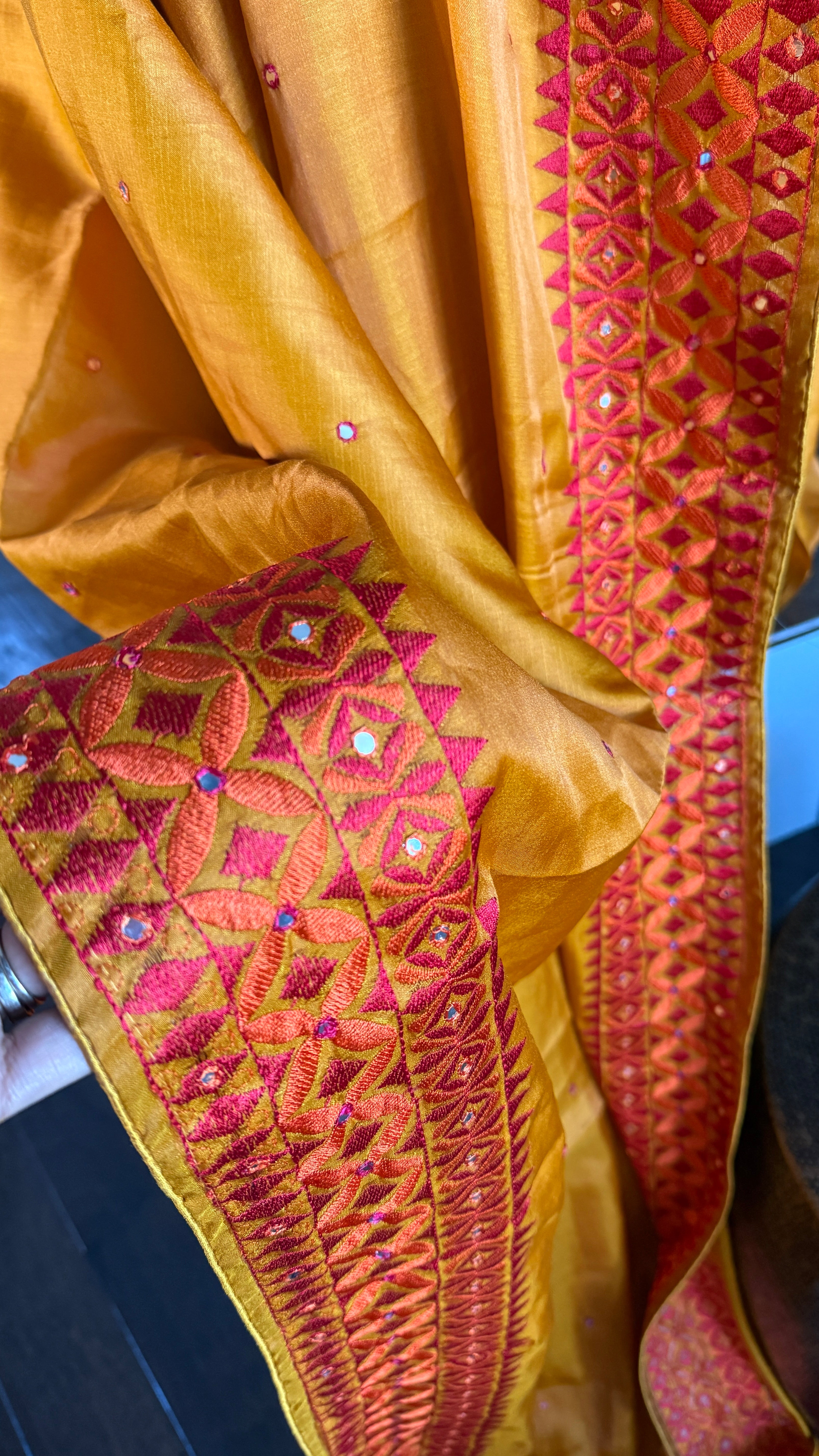 Soft Silk Kathiyawadi Embroidered - Mustard