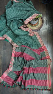 Cotton Silk - Green Red