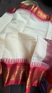 Cotton Gadwal - Beige Maroon