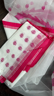 Muslin Jamdaani - White Pink