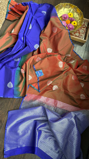 Soft Silk Kanjivaram - Brown Blue Tanchui Patli Pallu