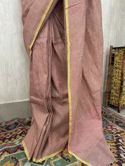 Pure Khadi Matka Cotton Brocade - Dusty Pink Color Handwoven