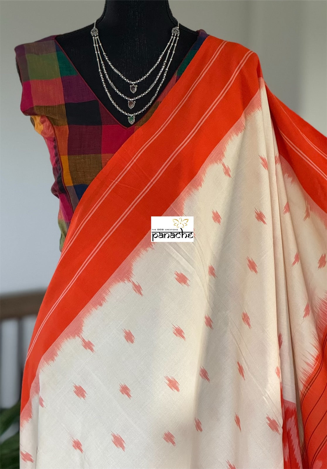 Pure Cotton Soft Ikat - Beige Orange