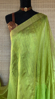 Pure Matka Silk - Green Zari Woven