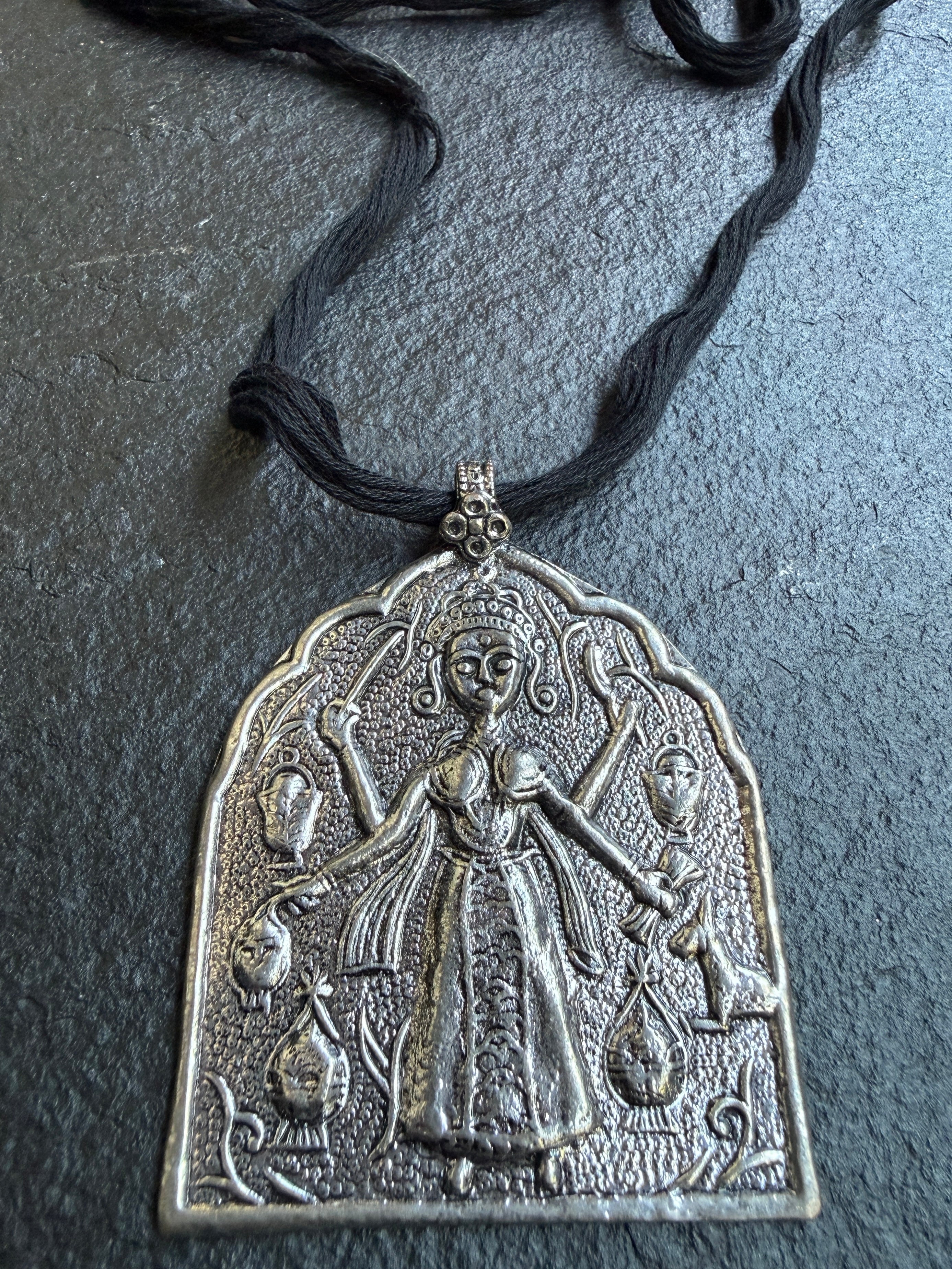 German Silver DEVI Pendant - Silver