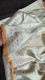 Pure Silk Brocade Banarasi- Cream Golden