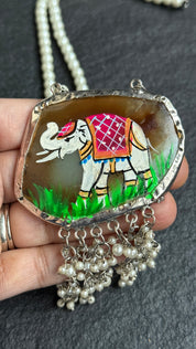 Pearl Necklace - Elephant Pendent