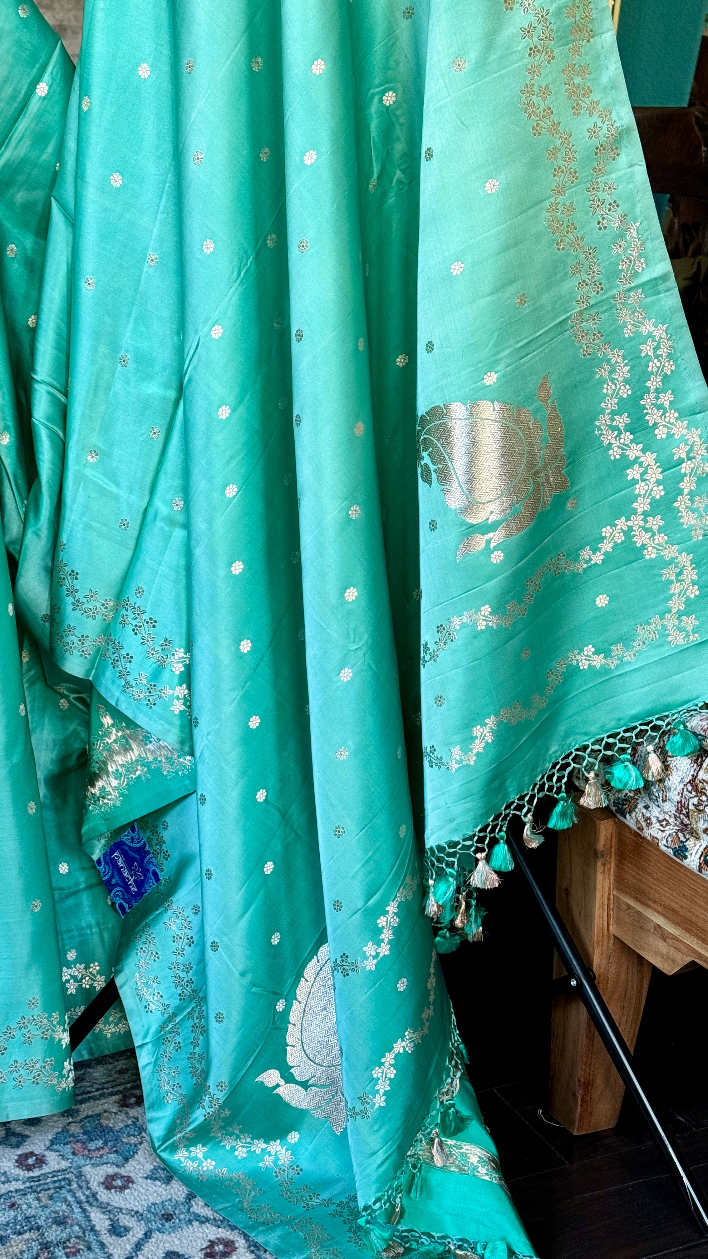 Pure Silk Mashru Banarasi- Sea Green