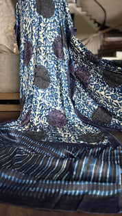 Modal Silk Vegetable Organic Dye Saree - Indigo Blue 2