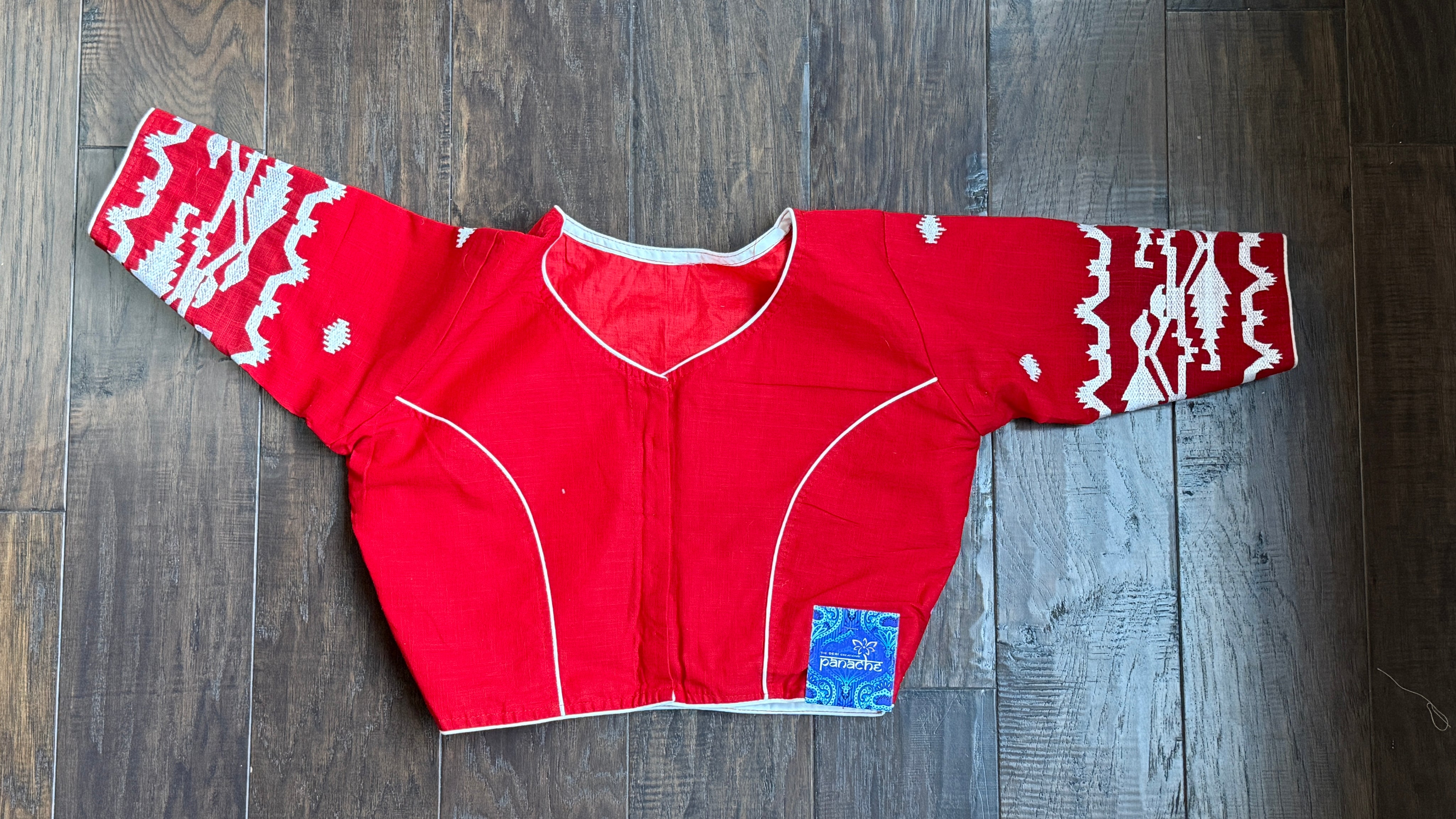 Designer Blouse - Red Jamdaani Woven
