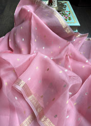 Kora Silk Banarasi - Baby Pink