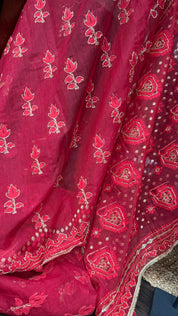 Designer Jamdaani Cutdana Embroidered - Red