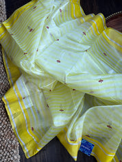 Pure Chanderi Pattu Silk - Off White Yellow