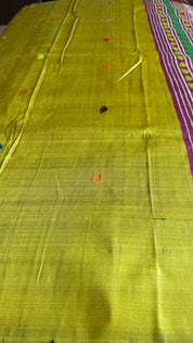 Gopalpur Tussar Silk - Lime Green Yellow Jalla Pallu