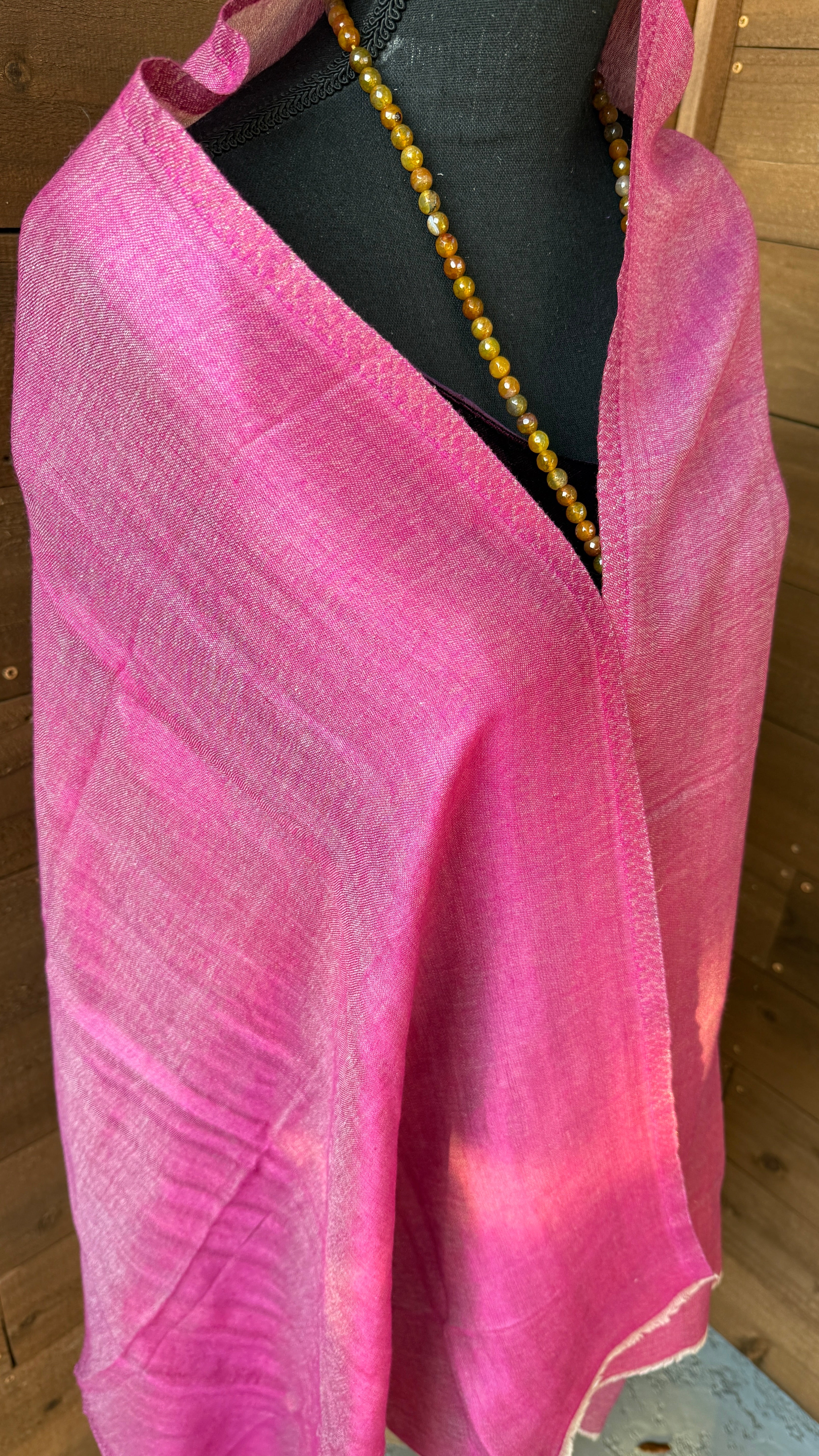 Pure Pashmina Stole - Magenta Pink Reversible