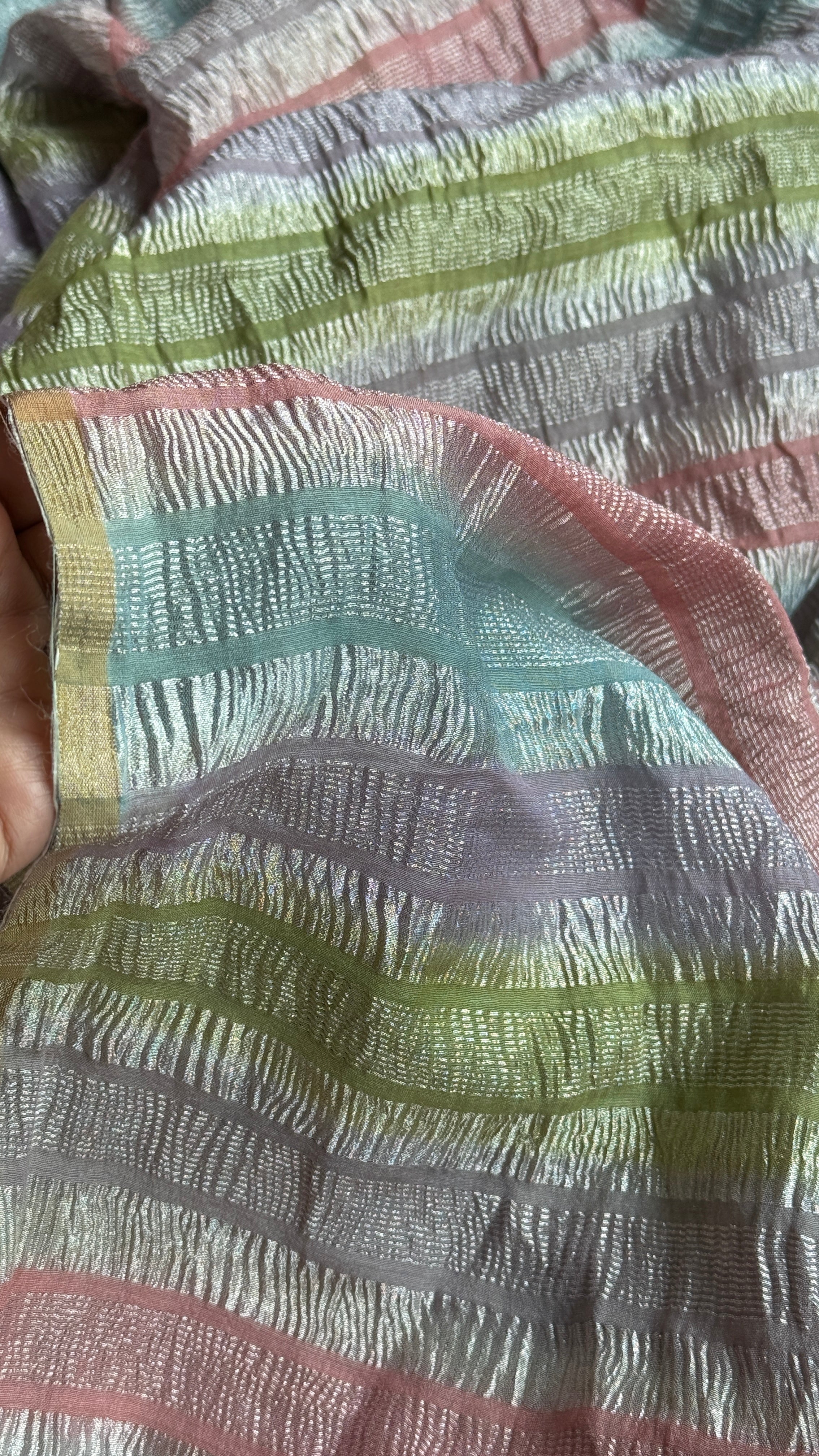 Pure Muga Silk Crushed Zari Banarasi - Peach Pink Hand Dyed